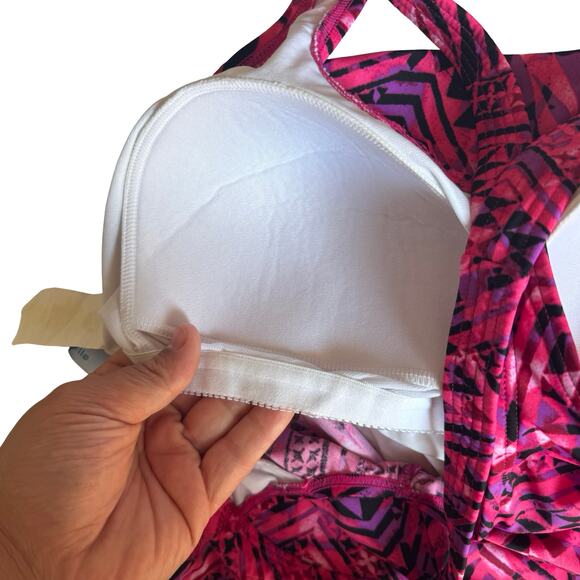 Swimsuits For All Aquabelle Size 16 One Piece Swimsuit Pink Geometric Print - Picture 7 of 10